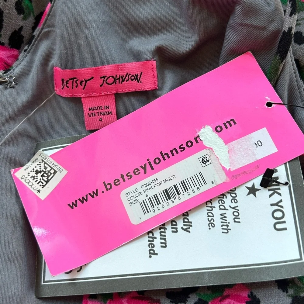 BETSY JOHNSON  floral spaghetti stripes bodycon dress NWT sz 4 - Picture 9 of 15